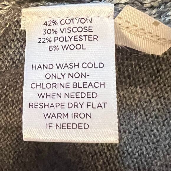 LOFT Sweater Shawl Womens Size M Grey Wool Sleeveless Open Front Cardigan Wrap - Picture 7 of 8